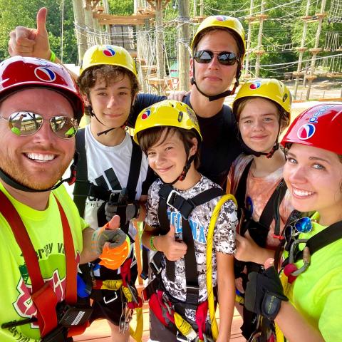 Family ziplining at Kersey Valley Attractions in Archdale NC